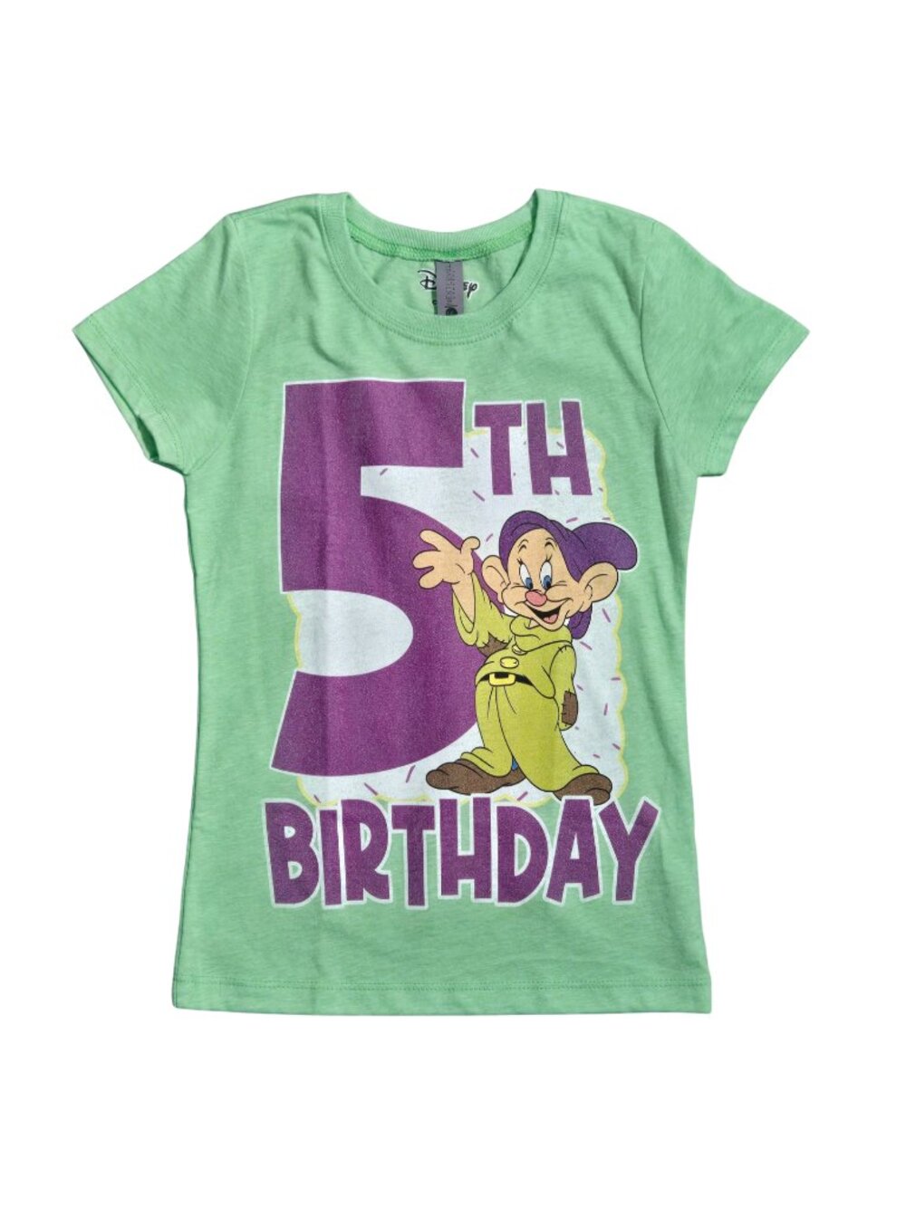 NWOT | Disney x Next Level "5th Birthday" Dopey Graphic Tee | Lime Green | 6/6X